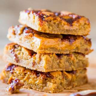Hot Fudge and Salted Caramel Blondies