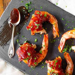 Apple Butter Bacon Wrapped Shrimp