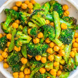 Cheesy Roasted Broccoli and Chickpeas