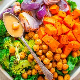 Roasted Sweet Potato and Chickpea Buddha Bowl
