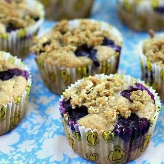 Lemon Blueberry Multi Grain Muffins. Vegan.