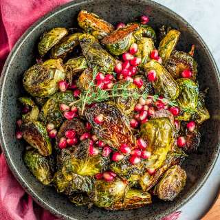 Balsamic Glazed Brussels Sprouts with Pomegranate Seeds