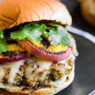 Cheesy Grilled Peach Jalapeno Turkey Burger