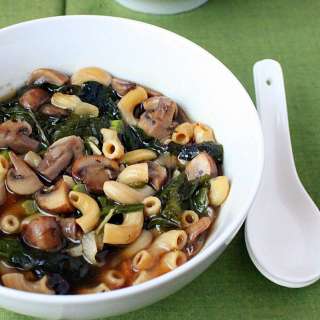 Mushroom Rainbow Chard Shallot Soup