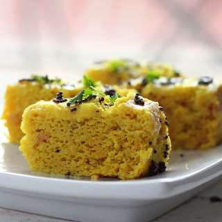 Khaman Dhokla - chickpea flour steamed savory snack cakes