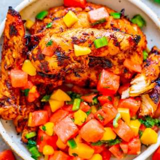 Grilled Chicken With Watermelon Mango Mint Salsa