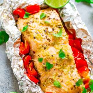 Foil Pack Lime Cilantro Salmon