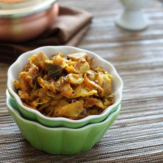 Burnt Chili Spiced Cabbage and Potatoes. Patta Gobi Aloo Sabji. vegan glutenfree recipe