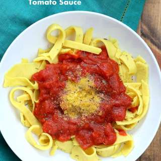 Vegan Chickpea Noodles with Garlic Tomato Sauce