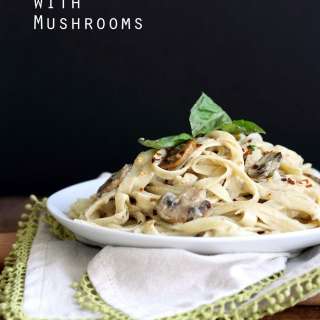 Vegan Fettuccine Alfredo with Mushrooms. Nut-free