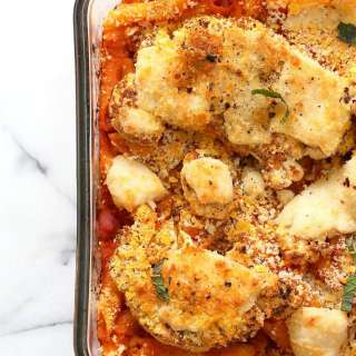 Vegan Cauliflower Parmesan Pasta Bake
