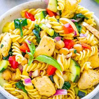 Mediterranean Lemon Chicken Pasta Salad