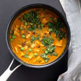 Tofu Matar Masala - Tofu Peas in Blender Masala Sauce