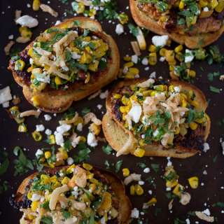BBQ Chicken Burger with Peach Corn Salsa