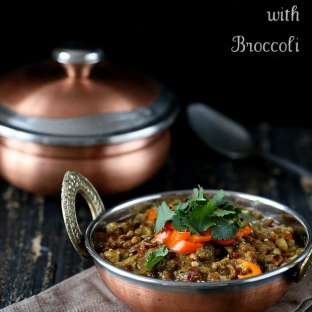 Broccoli Dal. Mung Bean and Lentil Stew with Broccoli and Mini Peppers. Vegan Glutenfree Recipe