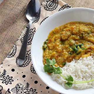 Toor Daal with Bay Leaf and crisp Cilantro (Pigeon Pea soup) with Jeera Rice