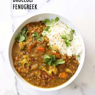 Brown Lentil Soup with Broccoli, Fenugreek & Black Pepper