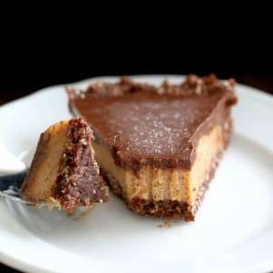 Salted Date Caramel, Chocolate Pie with Almond Coconut Crust. Vegan Glutenfree No Bake
