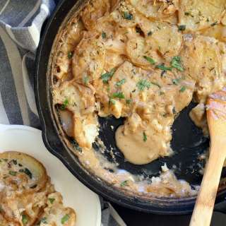 Vegan Scalloped Potatoes and Cauliflower with Jamaican Curry Spices