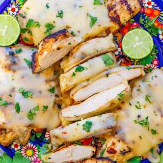 Grilled Salsa Verde Chicken with Pepper Jack