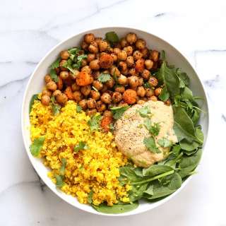 Chickpeas Turmeric Cauliflower Rice Black Pepper Hummus Bowl