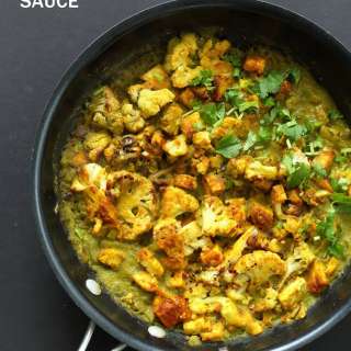 Spiced Cauliflower and Tofu in Green Masala Sauce - Hara Masala Gobi Tofu