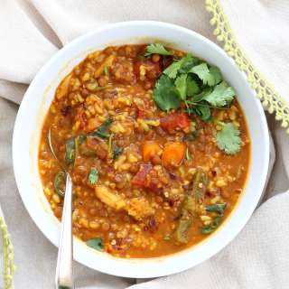 Vegan Lentil Brown Rice Soup