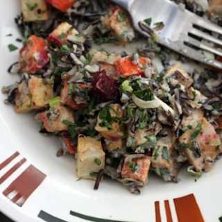 Wild Rice Salad with Roasted Vegetables and Lemon-Tahini Dressing