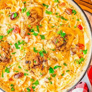 Mediterranean Chicken Feta Pasta Bake