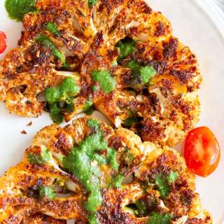 Cajun Roasted Cauliflower Steaks with Chimichurri