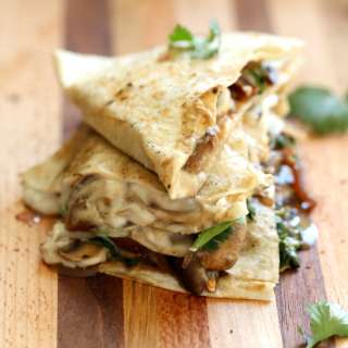 Vegan Mushroom Quesadilla with Cashew Mozzarella