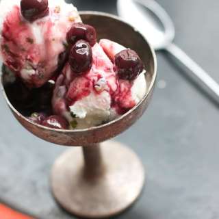 Ricotta Ice Cream with Candied Fruit and Pistachios