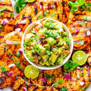 Grilled Lime Cilantro Chicken with Guacamole
