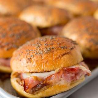 Baked Ham and Cheese Party Sandwiches with Apple Butter