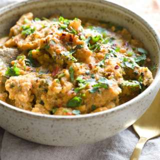 Instant Pot Vegan Methi Chicken Curry with Creamy Fenugreek Onion Sauce