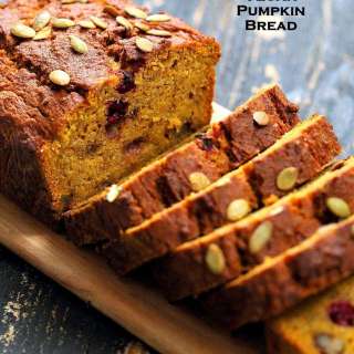 Vegan Gluten Free Pumpkin Bread with Cranberries