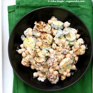 Vegan Potato Salad with Cauliflower, Chickpeas, & Zucchini