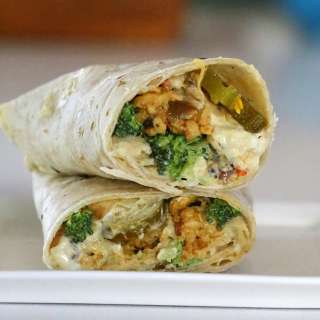 Vegan Wrap Recipe with Tempeh Scramble, Jalapeno Poppers Dip, and Broccoli