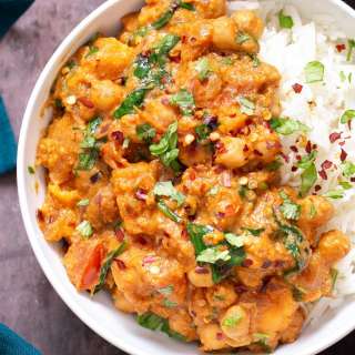 Baked Chickpea Sweet Potato Curry Vegan