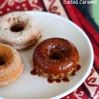 Spiced Vegan Sweet Potato Doughnuts with Cinnamon sugar and Salted Caramel