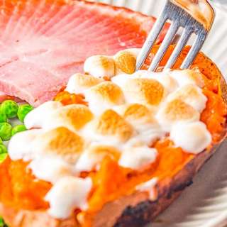 Twice Baked Sweet Potatoes with Marshmallows