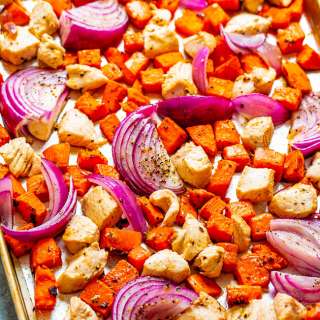 Sheet Pan Roasted Sweet Potatoes and Chicken