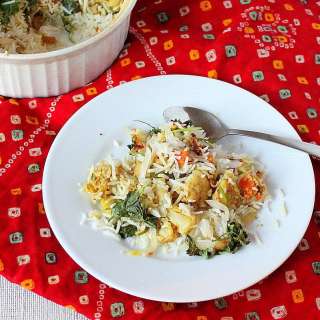 Ricelove Biryani (Layered Rice and Veggies with Spices) Vegan.