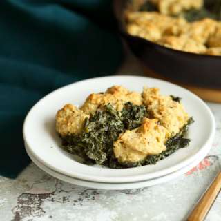Vegan Creamed Spinach with Biscuit topping
