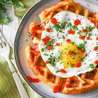 Cheddar Sausage Cornmeal Waffles