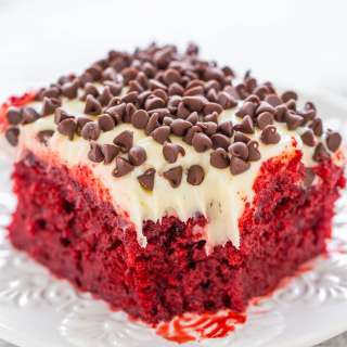 Red Velvet Poke Cake with Cream Cheese Frosting