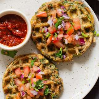 Spinach Waffles (Palak Tofu Waffles)