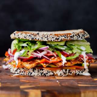 Vegan Club Sandwich with homemade Tofu deli meat