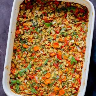 Veggie Baked Oats (Savory Baked Oatmeal) Vegan