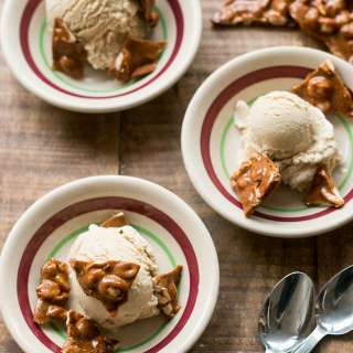 Sorghum Ice Cream with Sorghum Peanut Brittle